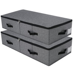 Foldable Under Bed Storage Bins, 2-Pack Organizers for Clothes & Quilts