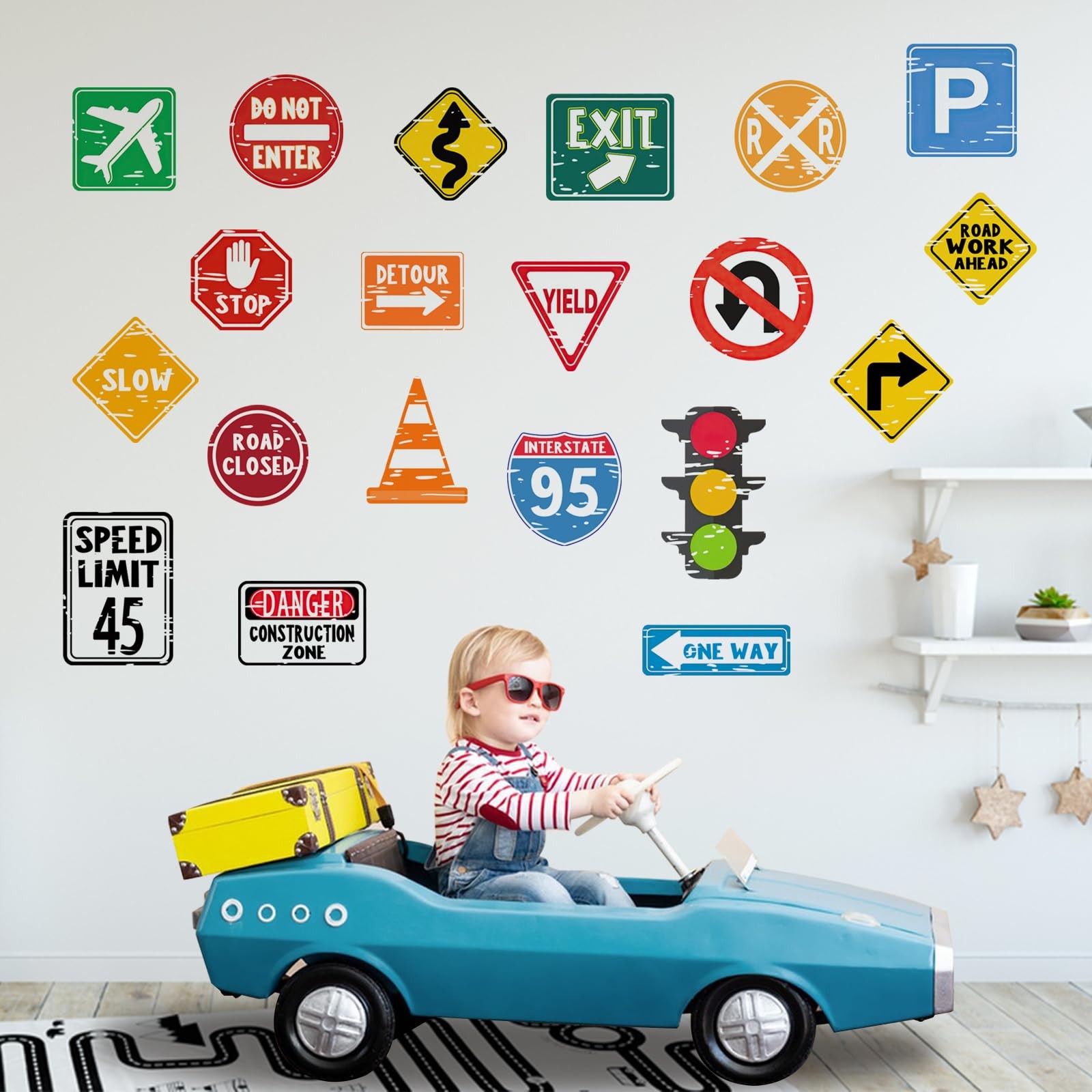 Road Sign Wall Decals Traffic Sign Stickers, Stop Street Transportation Signs... gallery