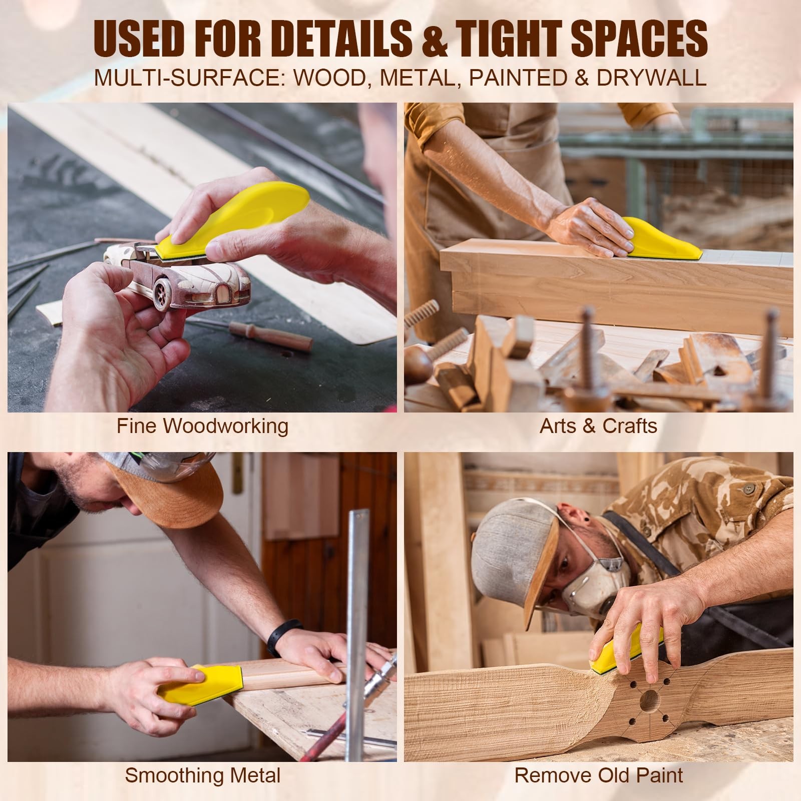 90PCS Premium Micro Detail Sander Kit, Updated 3-In-1 Mini Hand Sanding Block, 6 gallery