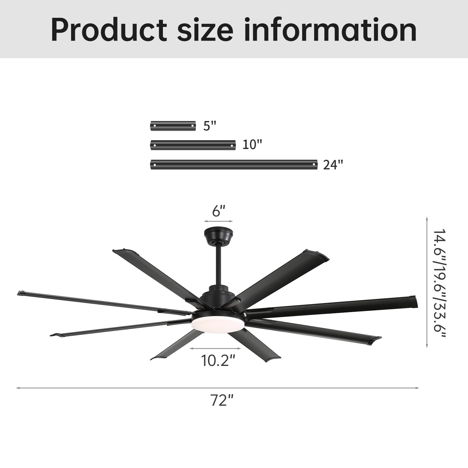 Large Contemporary High CFM Ceiling Fans With Lights and Remote Control APP Fan gallery