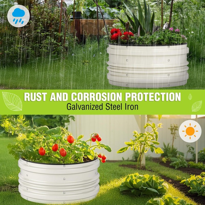 WORKPRO 3PCS 2x2x1FT Galvanized Garden Beds, Rust-Proof, Easy to Assemble, White gallery