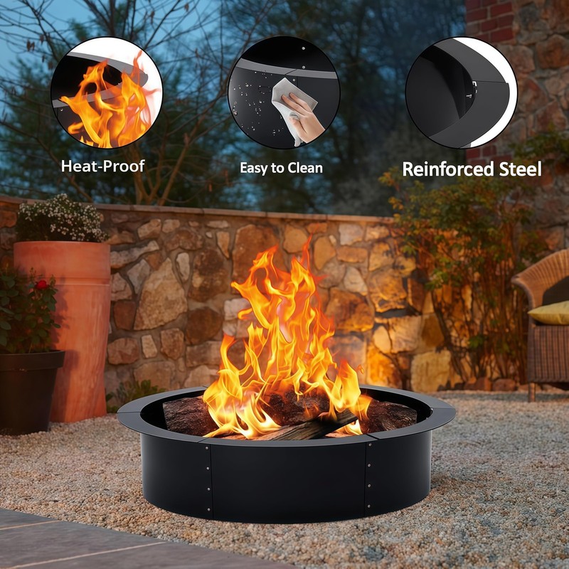 Fire Pit Ring, Easy Assembly 8-Piece Iron Sheet, Versatile Abo Smokeless 36-Inch gallery
