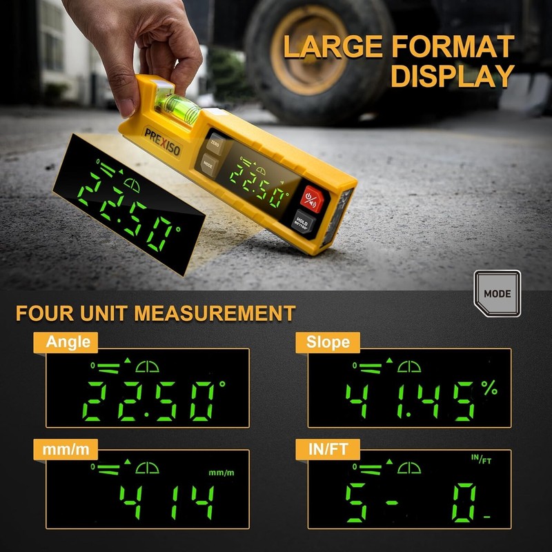 PREXISO Digital Level & Digital Protractor 7''Angle Finder 0-90° & 0-180° Range gallery