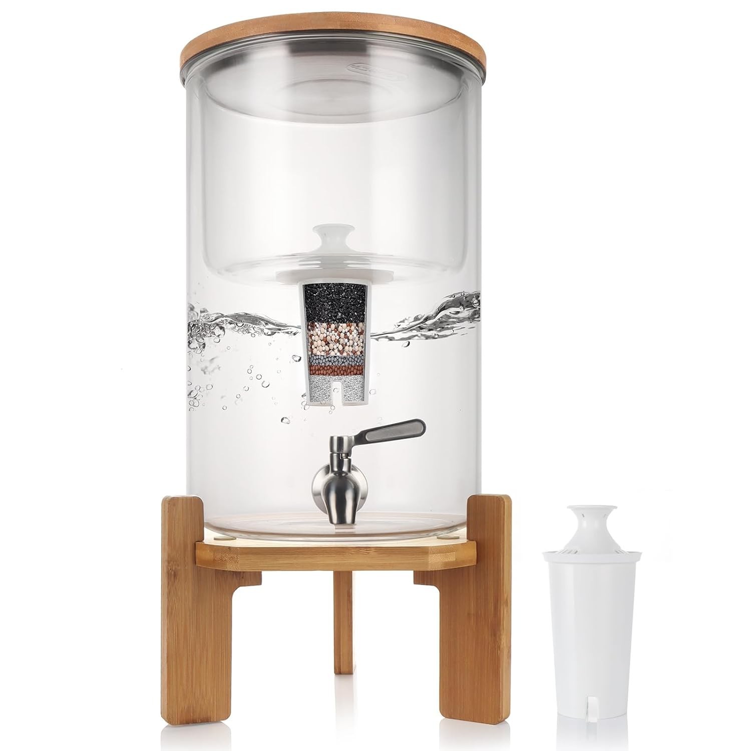 Glass Water Filter Pitcher,2.25 Gallon Water Filter Dispenser with Filter,BPA-Fr gallery