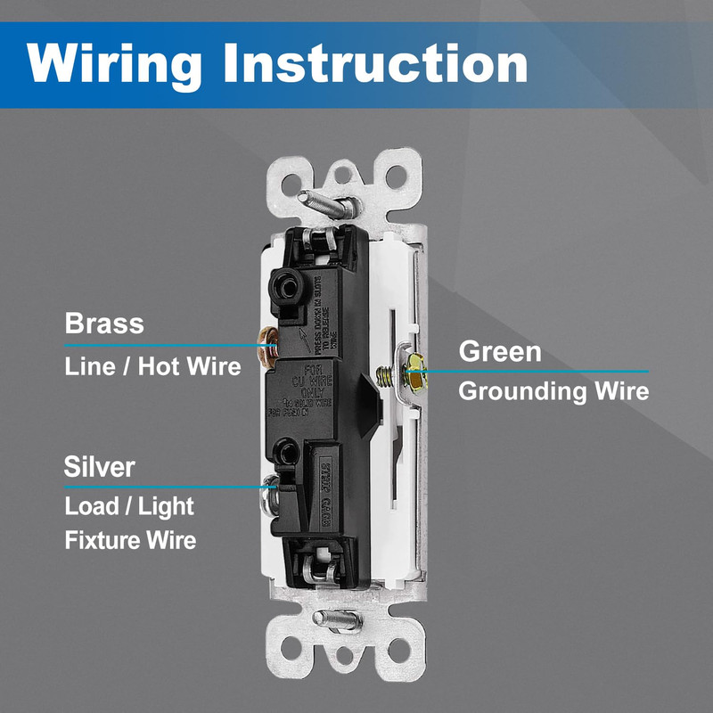 10 Pack Single Pole Decorator Light Switch with Wallplate, 15A 120/277V, Rocker gallery