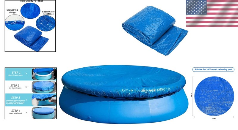10 Ft Round Pool Cover with Drawstring - Easy Install Solar Heating Blanket gallery