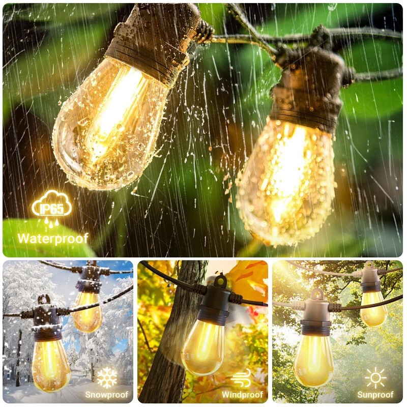 27ft String Lights S14 LED Shatterproof IP65 Warm for Outdoor Garden Patio Yard gallery