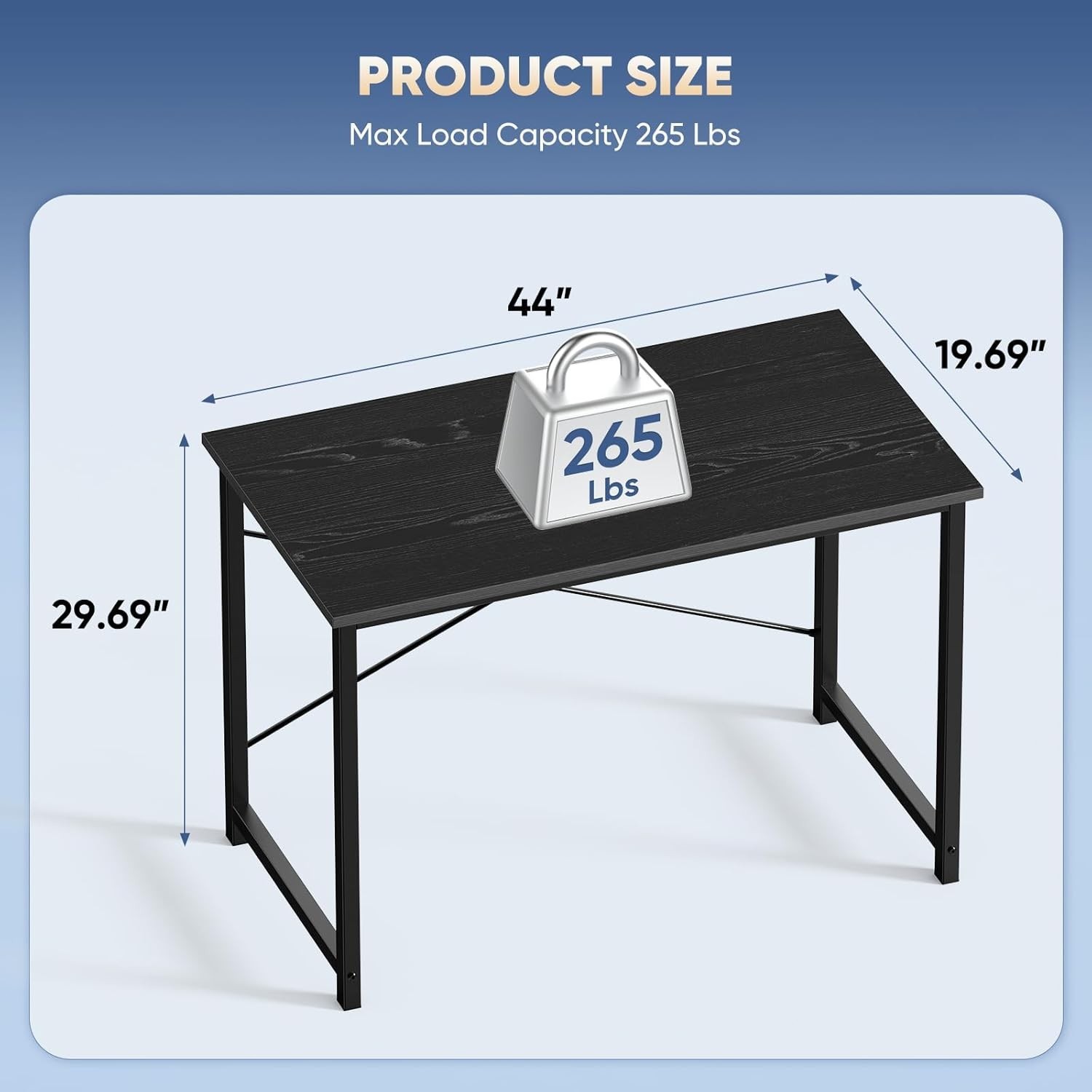 DUMOS 44" Computer Desk Home Office Study Writing X-Shaped Reinforcement Black gallery