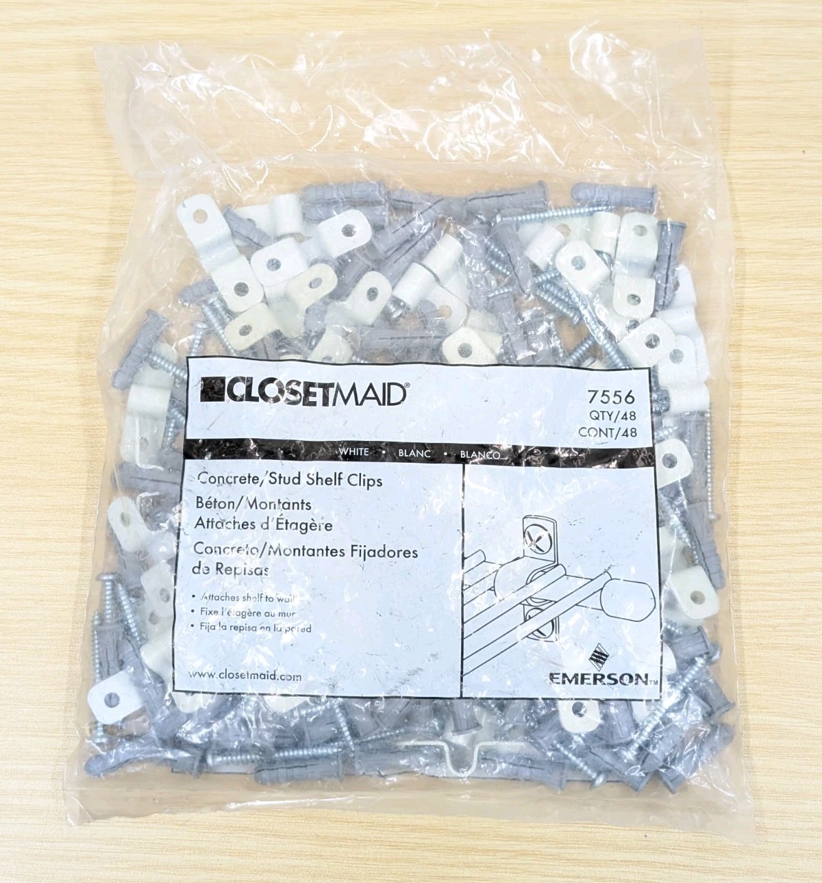 48 Pack ClosetMaid Concrete / Stud Shelf Clips Attaches Wire Shelf To Wall 7556 gallery