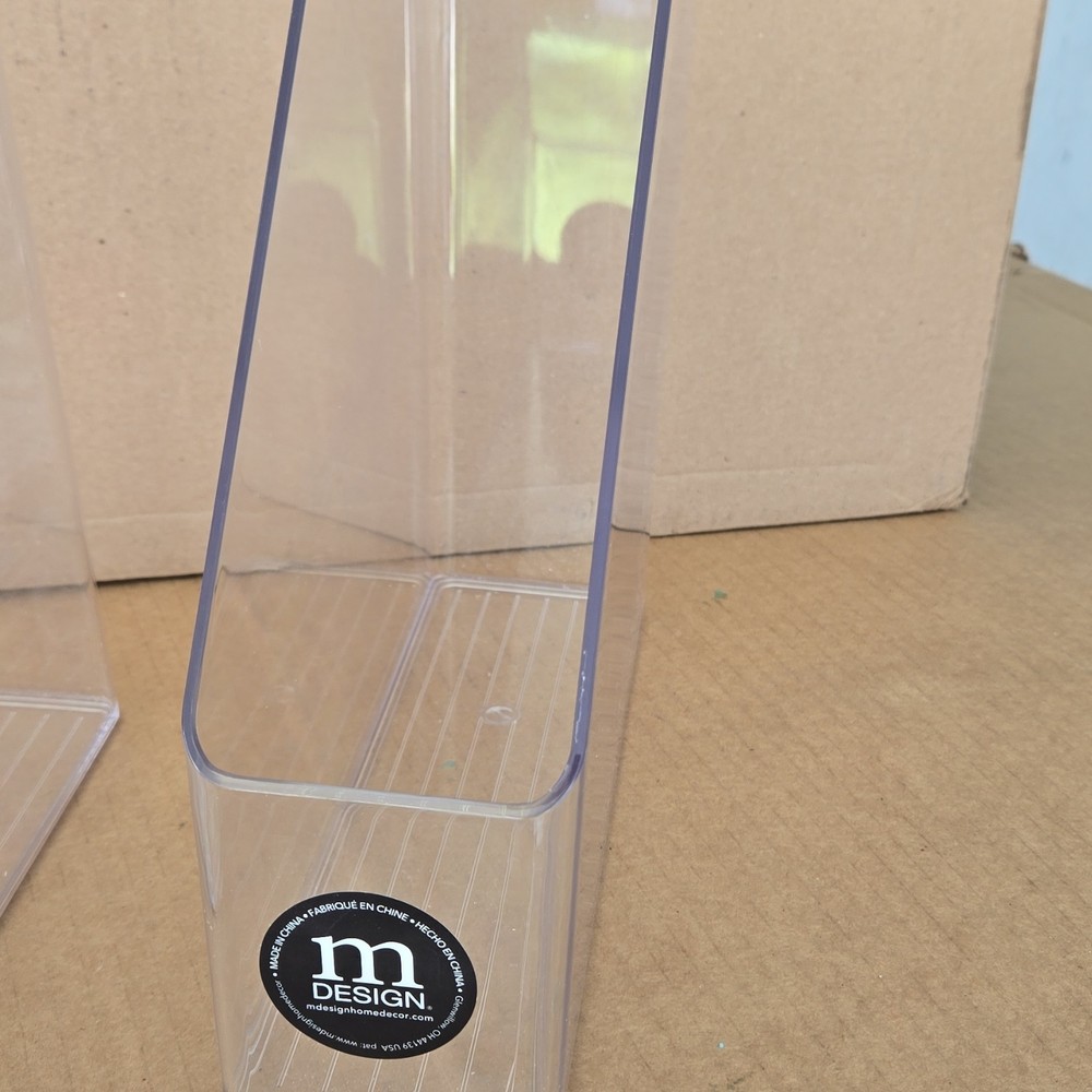 mDesign Clear Plastic Rectangle Storage Box Set Free Standing (4 pc)