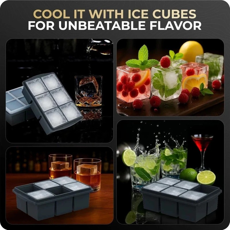 2 Pack 2 Inch Large Silicone Ice Cube Trays Square Ice Cube Molds for Whiskey gallery