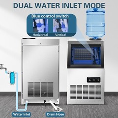 Commercial Ice Maker 90lb Stainless Steel Bar Restaurant Built-in Cube Machine