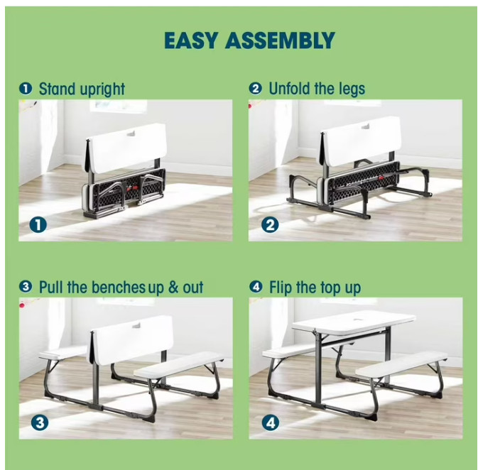 Your Zone Kids Activity Table & Bench Set – Folding Play Table for Crafts, Homew gallery