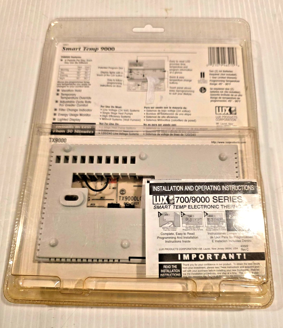 LUX Smart Temp 9000 Thermostat Electronic Programmable 7 Day 700/9000 Series gallery