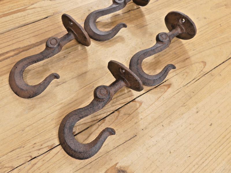 4 Ceiling Hooks Hanging Plant Hook Rustic Cast Iron 4 1/2" Coat Tow Chain Hanger gallery
