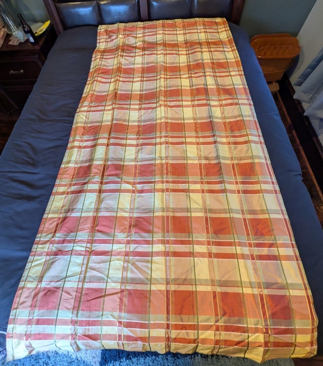 JC Penny Chris Madden Silk Curtain Panels Set of 2 Gold Rust Plaid Lined 84 x 41 gallery
