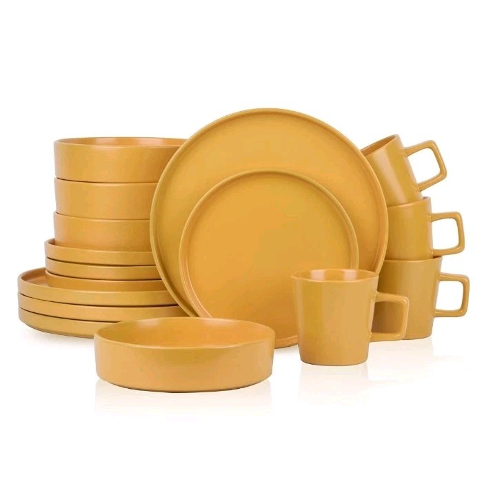 Stone lain Cleo Stoneware Dinnerware Set, 16-Piece Service for 4, Yellow gallery