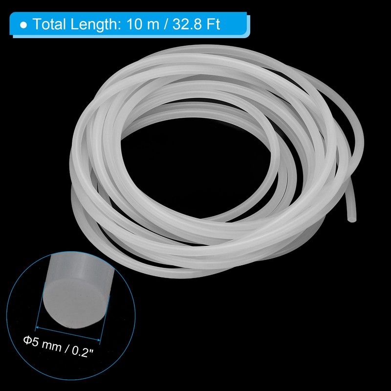 5M (16.4Ft) 5MM (0.2") Dia High Density Solid Silicone Seal Strip, White gallery