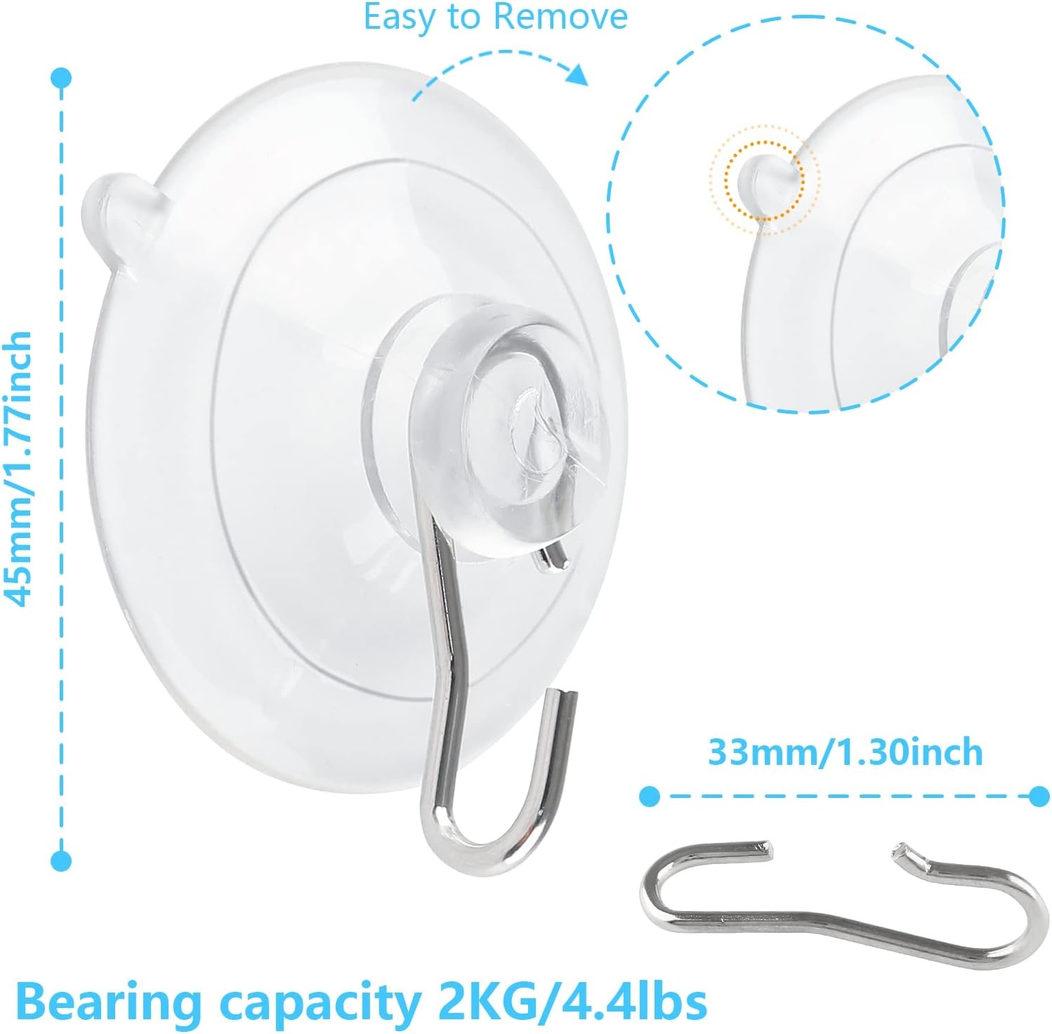 12pcs Clear Suction Cup Hooks – Heavy Duty Removable Wall & Window Hangers gallery