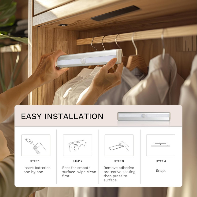 6 Pack LED Motion Sensor Lights, 10 LED Closet Battery Operated Lights, Stick-On gallery