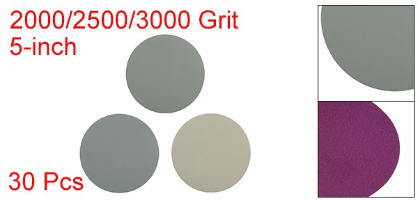 30pcs 5-Inch Hook and Loop Sanding Disc Wet/Dry 2000/2500/3000 Grit Assorted gallery
