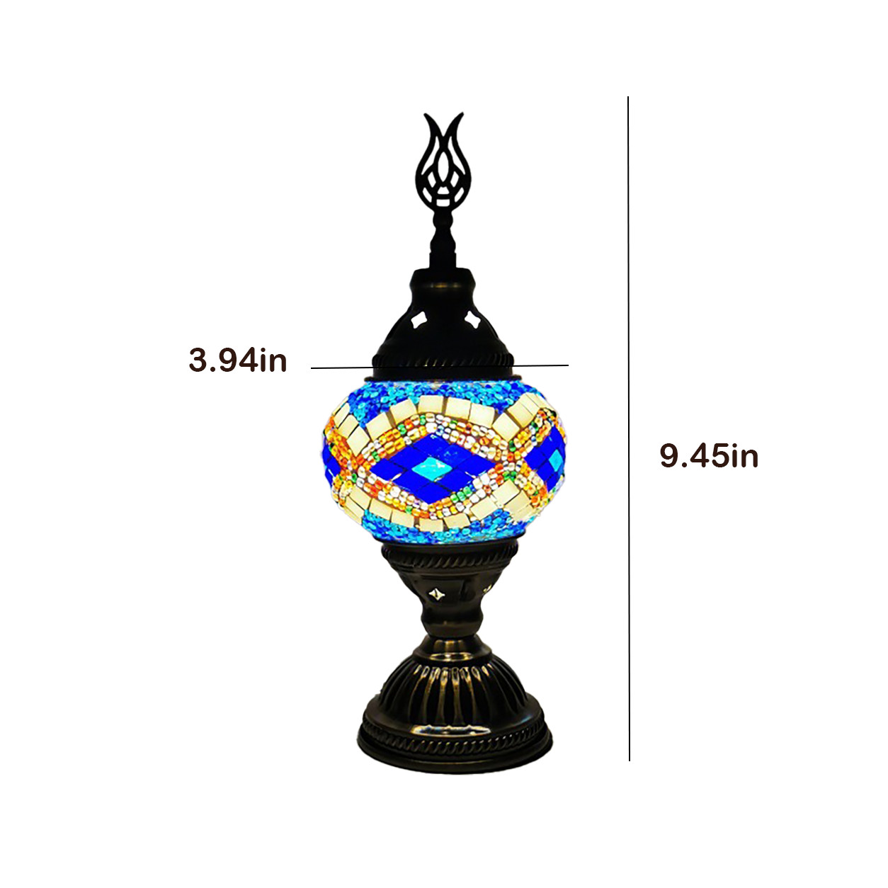 Turkish Mosaic Table Lamp Blue Moroccan Glass Bedside Accent Night Light gallery