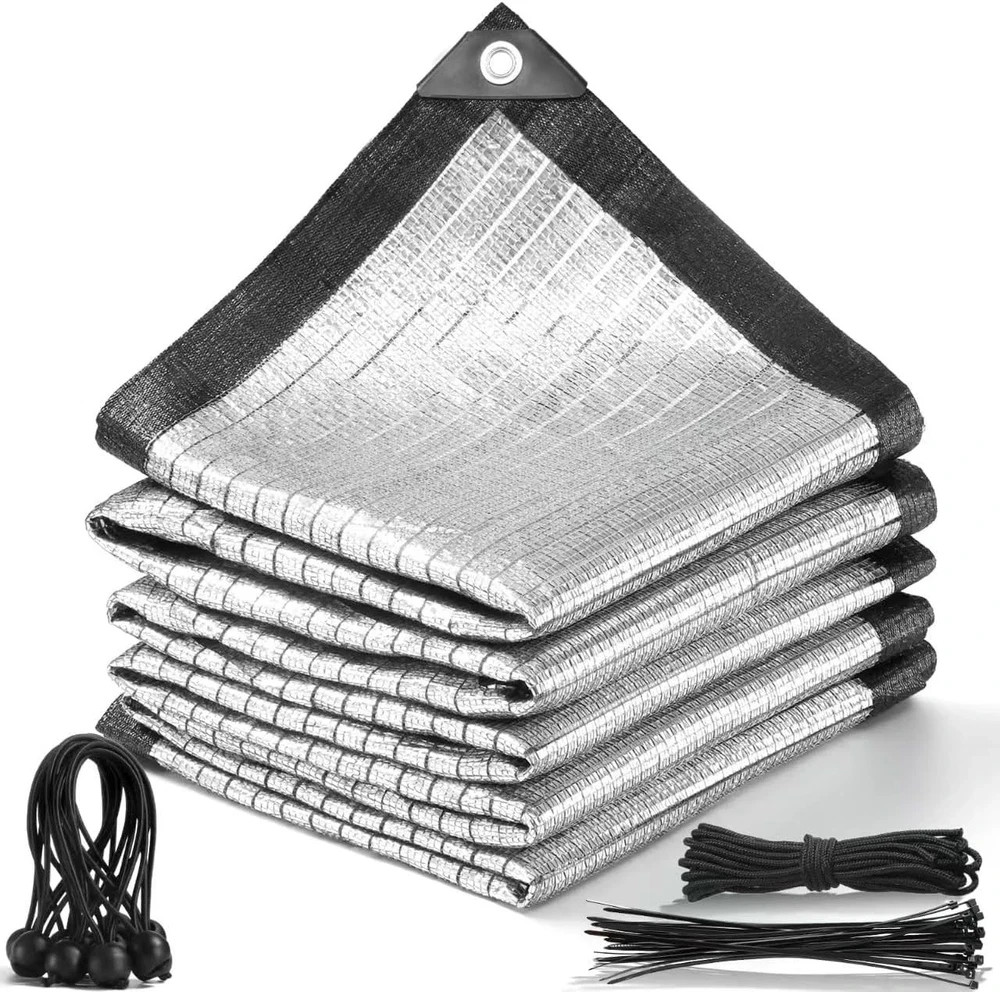85% 10X20 FT Aluminet Shade Cloth with Grommets 6/8/10/12/20/ FT Aluminum Reflec gallery