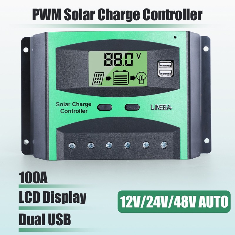 100A MPPT Solar Charge Controller 12V/24V/48V Battery Max PV 50V Regulator 2 USB gallery
