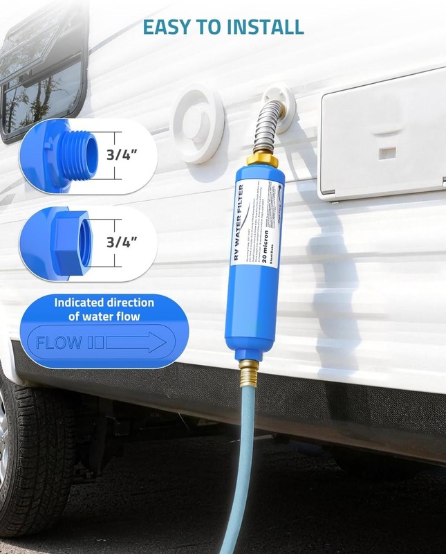 2 Pack RV Camper Inline Water Filter Marine Garden Camping Water Hose KDF Filter gallery