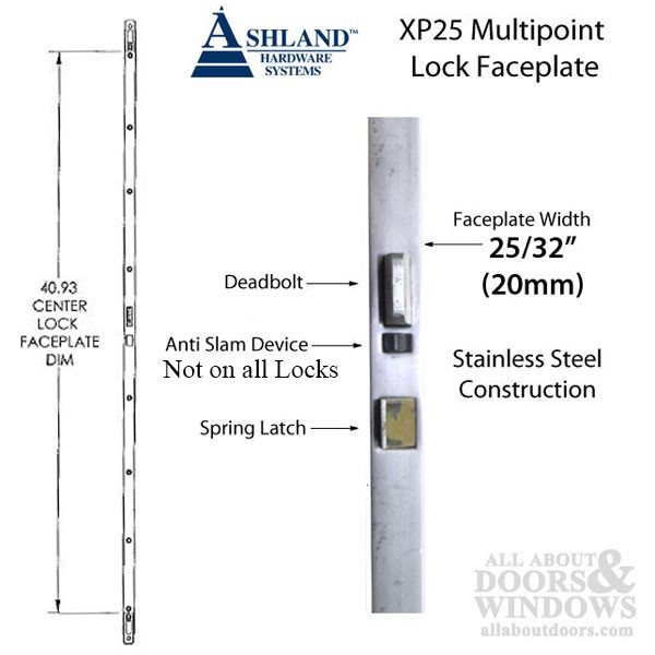 Ashland Multipoint Lock XP25 3 point Shootbolt 60mm Backset 20mm Faceplate gallery