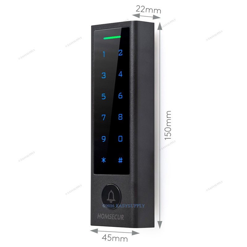 HOMSECUR RFID Keypad Door Access Control With 1100lbs Strike Lock+IR Exit Button gallery