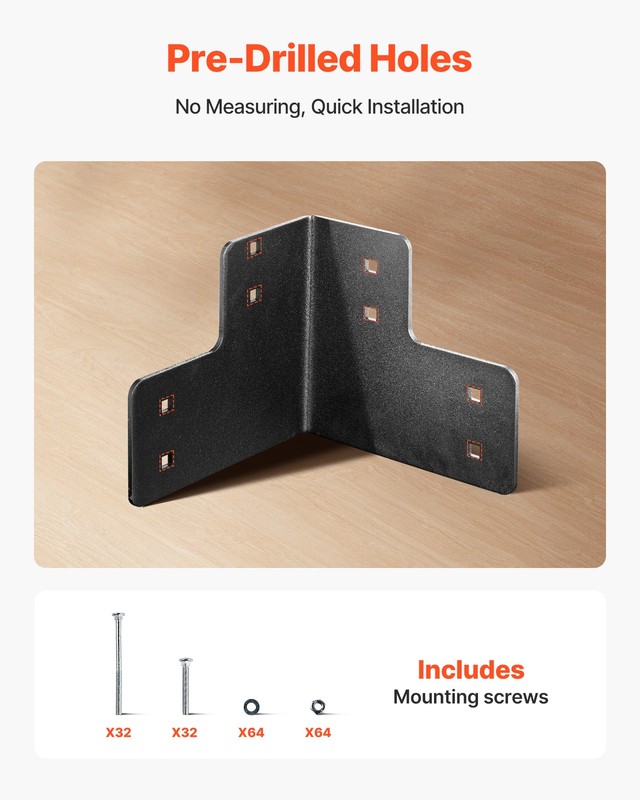 VEVOR 8pcs Workbench Corner Brackets Kit 6.5x6.5x6.5 in/165x165x165 mm Angle gallery