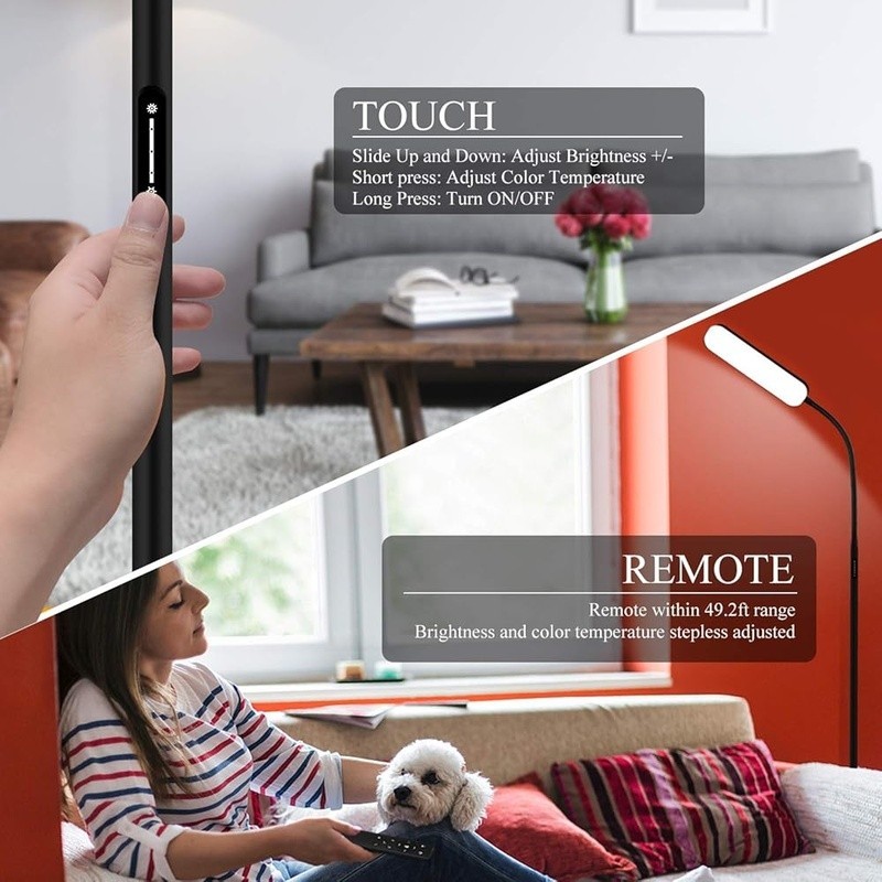 Remote Control LED Floor Lamp Flexible Gooseneck Touch Dimmer Adjustable Light gallery