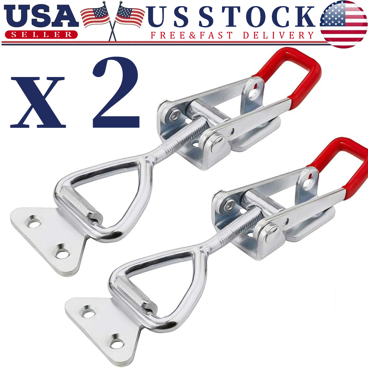 2Pcs Heavy Duty Steel Toggle Latch Catches Adjustable Lock Clamp For Boxes Case gallery
