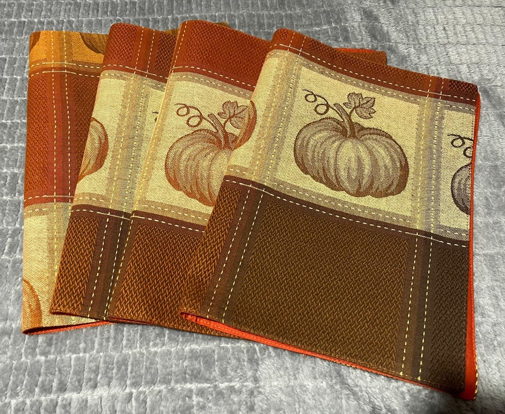 Well Dressed Home Fall Brown Rust Pumpkin Plaid Placemats set of 4