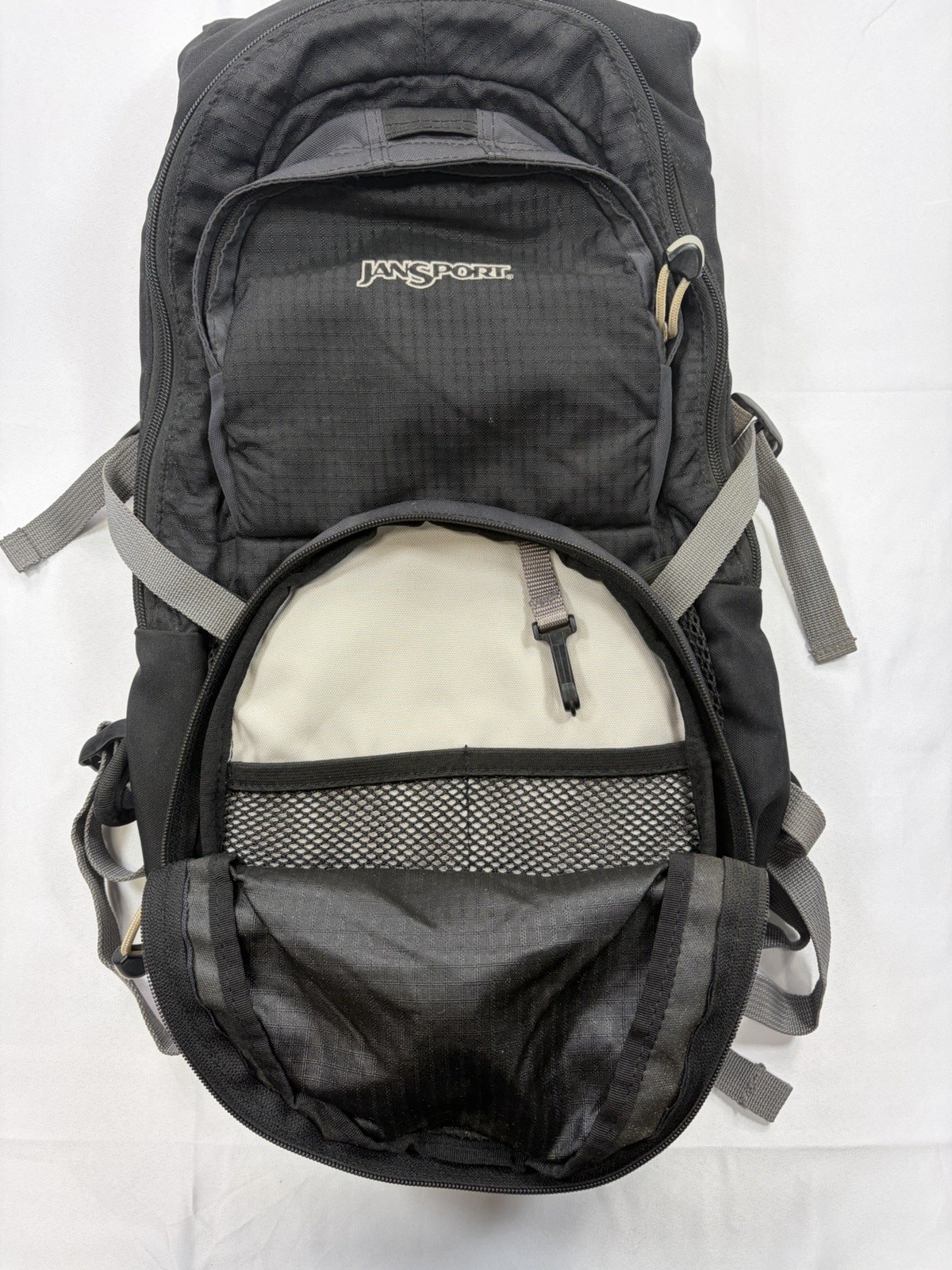 JanSport Black & Gray Hiking Backpack Adjustable Straps Multiple Compartments 4