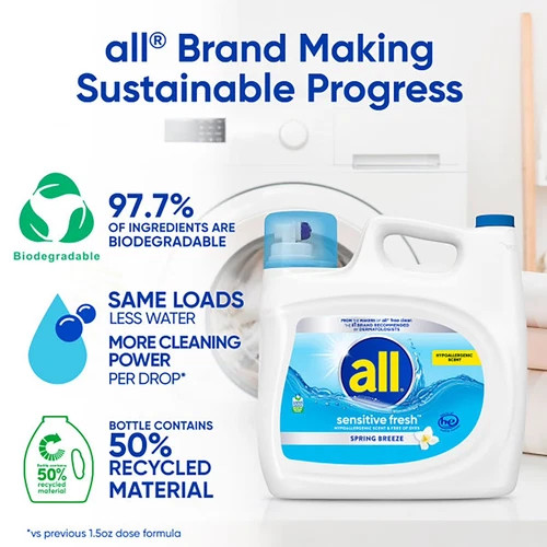All Sensitive Fresh Liquid Laundry Detergent 208 fl oz 166 Loads Hypoallergenic gallery