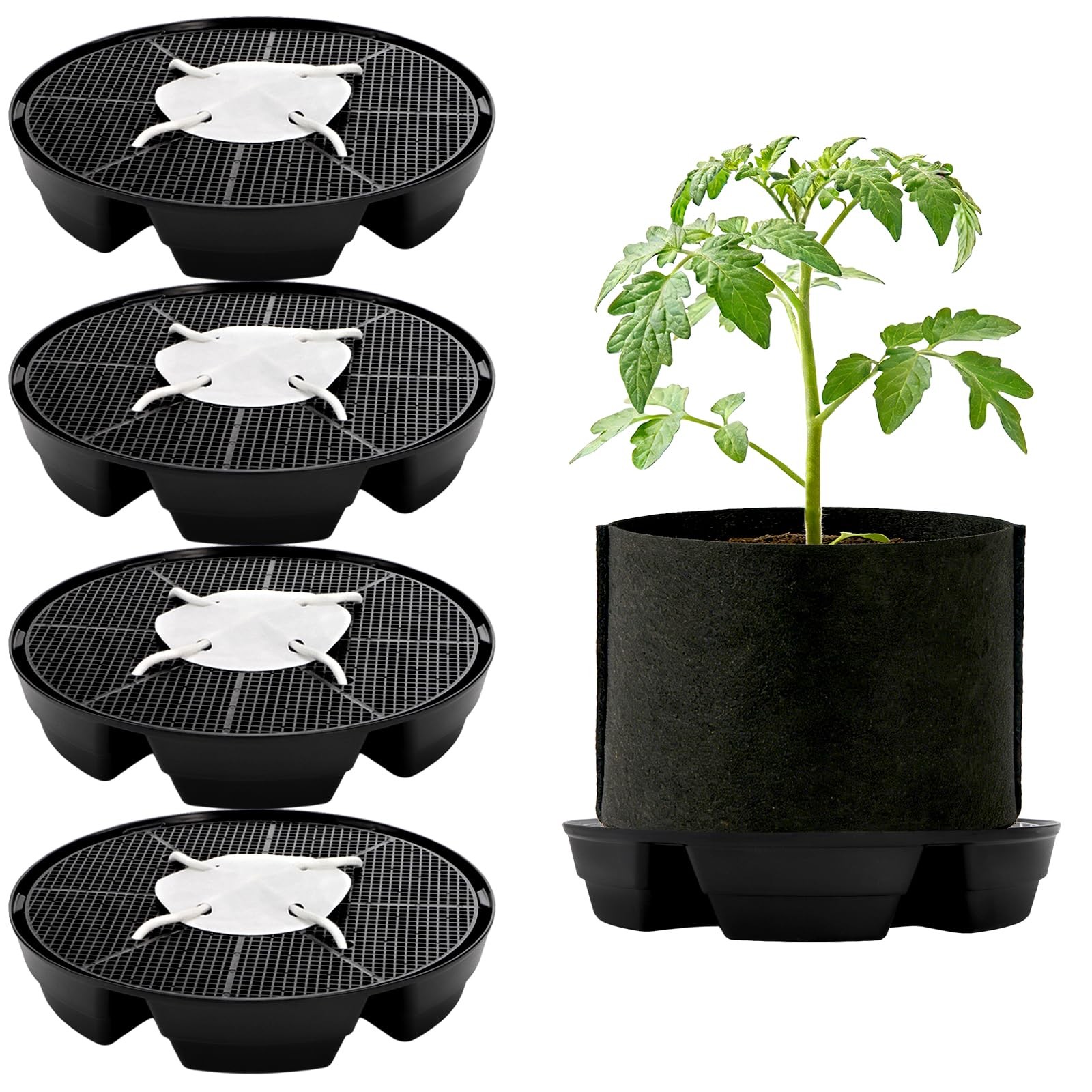 Bekith 4 Pack Self Watering Fabric Pot Base, Auto-Irrigation System Plant Sau... gallery