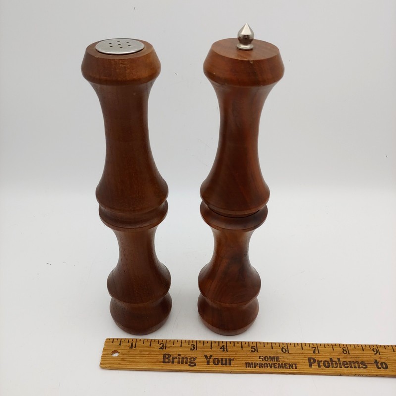 Solid Wood Salt Shaker & Pepper Mill Grinder - 9.5" Tall Dark Brown Set of 2 gallery