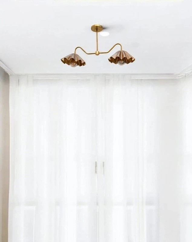 2 Light Elegant Ceiling Flushmount light Pendant Mid Century Modern Raw Brass gallery