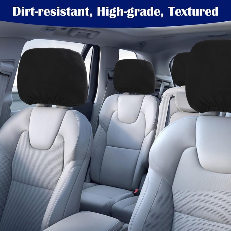 Universal Soft Fabric Headrest Covers for Cars, Vans, and Trucks, 2-Piece Set (B gallery