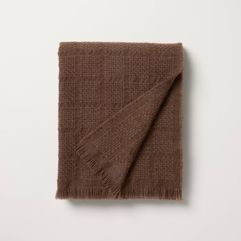 Woven Grid Throw Blanket Tan gallery