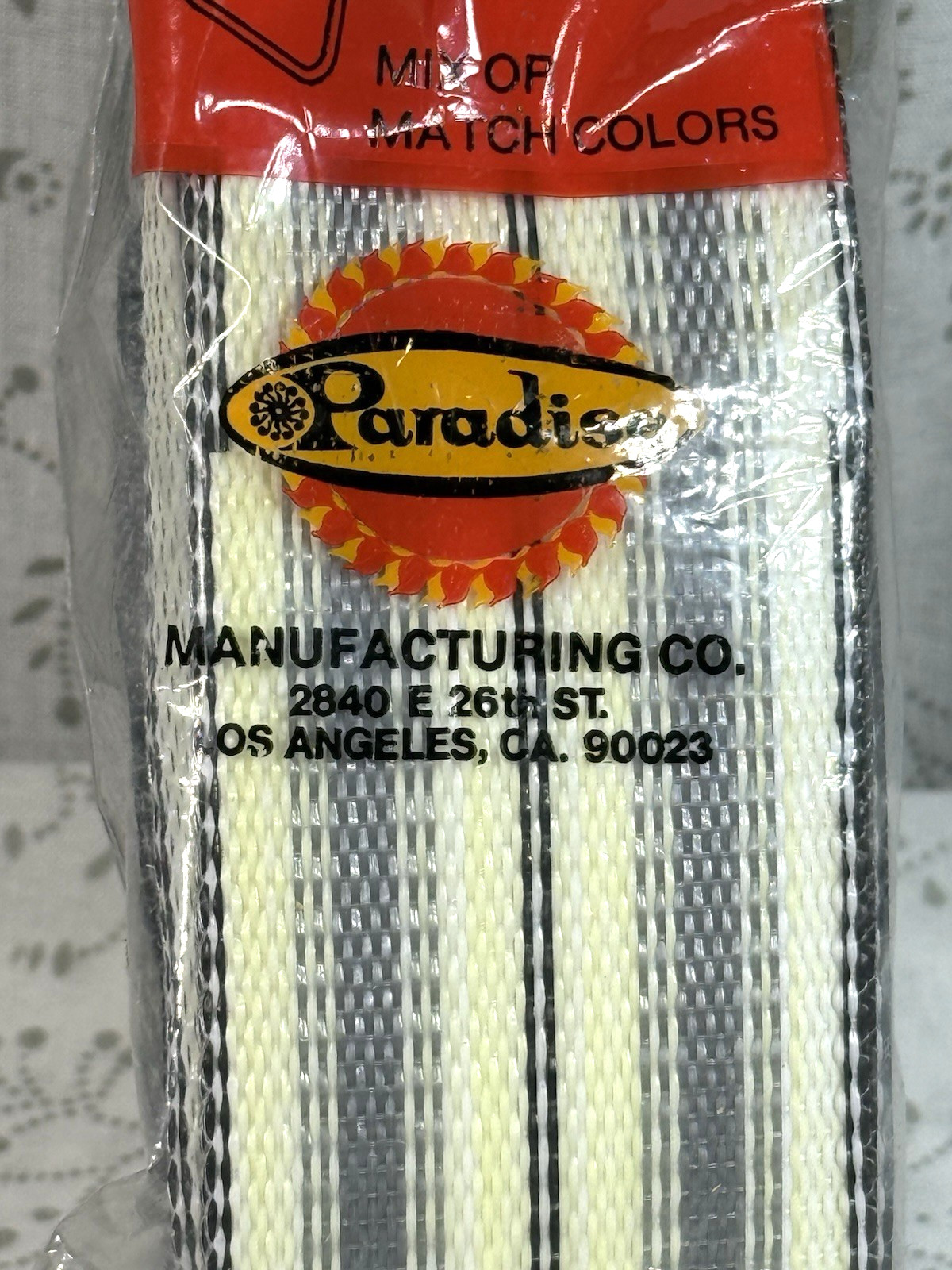 NOS Paradise Re-Web kit for lawn chairs, 72 Ft, Blk,white,gray and lt yellow gallery