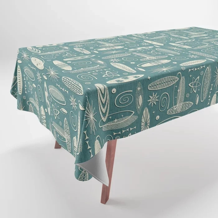 Simple Abstract Cute Cat Rocket Pattern Tablecloth Home Decor Rectangle Party gallery