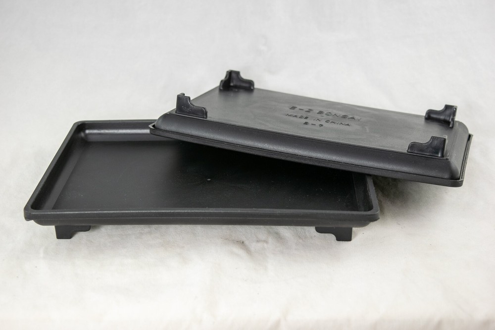 2 Rectangular Black Plastic Humidity/Drip Tray for Bonsai Tree - 9"x 6"x 1"