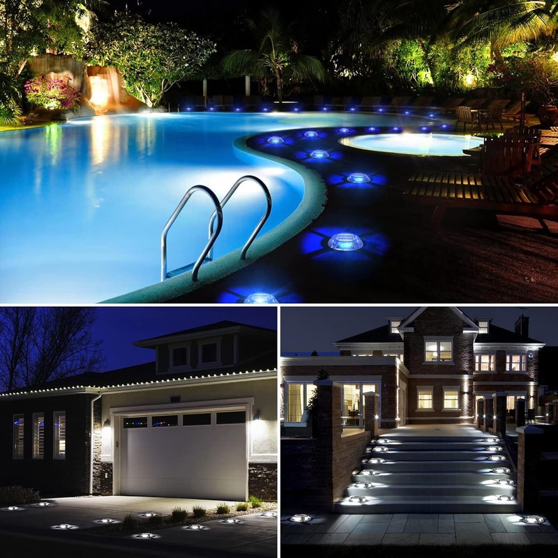 16Pack Led Multicolor Solar Deck Lights Outdoor Dock Driveway Lights for Sidewal gallery