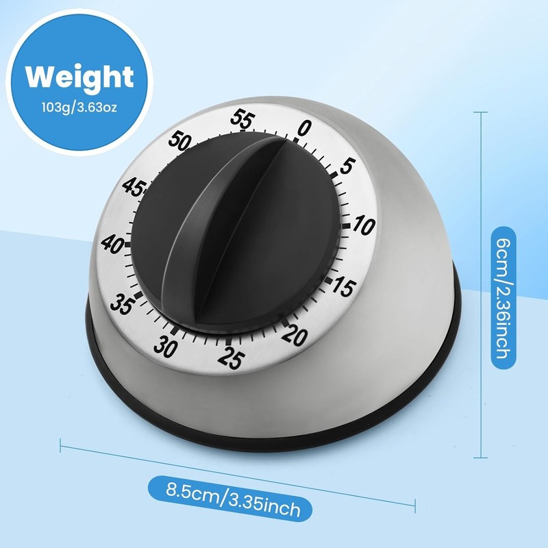Mechanical Kitchen Timer Magnetic Loud Alarm Stainless Steel No Batteries gallery