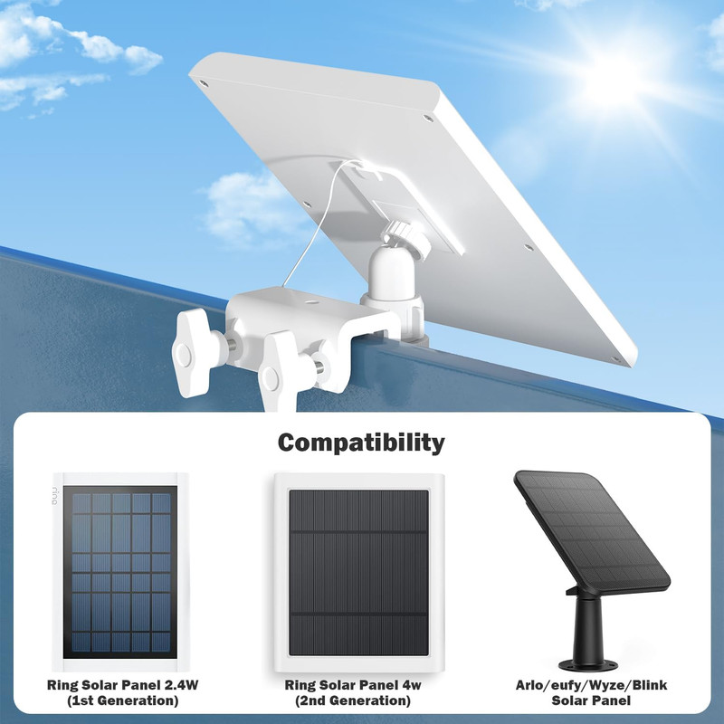 2 Pack Gutter Mount Compatible for Ring Solar Panel, 360°Adjustable gallery
