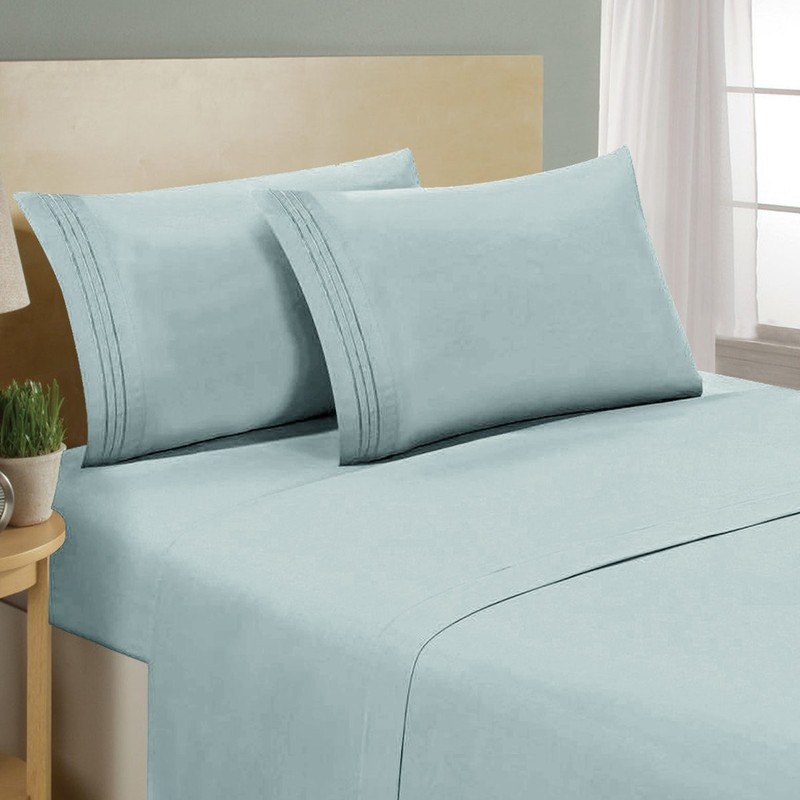 Embroidered Blue - Lux Decor Bed Sheets- HIGHEST QUALITY Extra Brushed gallery