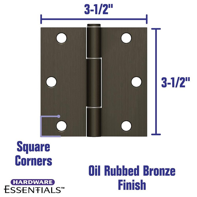 Square Corner Oil Rubbed Bronze Squeak-Proof Door Hinges 3.5-inch 5 Pack gallery